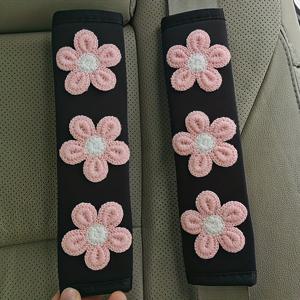 TEMU 2pcs 아이스 실크 꽃 어깨 패드 카 시트 벨트 어깨 패드 어깨 커버 작은 꽃 자동차 인테리어 장식 안전 벨트 보호 커버