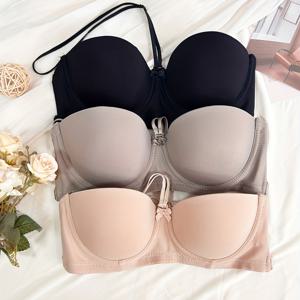 TEMU 3pcs 간단한 단색 무늬 브라, 편안하고 통기성이 좋은 보우 노트 푸시 업 브라, 여성용 란제리 및 속옷