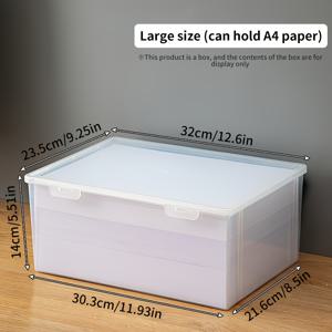 TEMU 1pc A4 용지 보관함, 파일 계약 정리함, 데스크톱 문구 보관함, 뒷면 덮개 방진 및 방습 보관 케이스, 사무실 기숙사 액세서리, 학교 용품, 집 안정 및 보관 용품