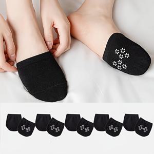 TEMU 봄/여름용 여성 솔리드 컬러 로우컷 반탭 슬립온 미끄럼방지 하이힐 보트 양말 5켤레