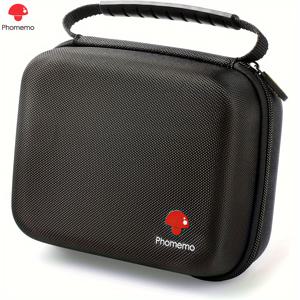 TEMU 1pc Phomemo M110/M220/M221 라벨 프린터 가방, 휴대용 보관함, 하드 쉘, 미니 라벨 프린터와 호환, 벨트 롤, 충전 케이블 및 선물용 보관함