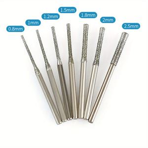 TEMU 유리, 옥, 호박색, 도자기 타일, 돌용 2.35mm 샹크가 있는 0.8-2.5mm 코팅 드릴 비트 7개 세트 - 전문 보석 제작 및 DIY 공예 도구, 보석 만들기 도구 | 내구성 있는 드릴 비트