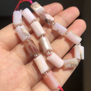 TEMU 15개 8x11mm 천연 핑크 스톤 실린더 비즈 - 아이리디센트 플레이-오브-컬러 DIY 주얼리 만들기용, 팔찌 & 목걸이 액세서리 - 독특한 수제 공예 재료 및 여성 선물용, 지구 톤 악센트 Spacer 비즈
