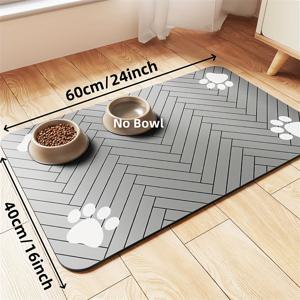 TEMU 실리카 젤 애완 동물 사료 매트, 12x20 인치, 식기와 물 그릇용 흡수식 플래시 매트, 방수 고무 바닥, 빠른 건조, 간편한 관리, 개와 고양이용