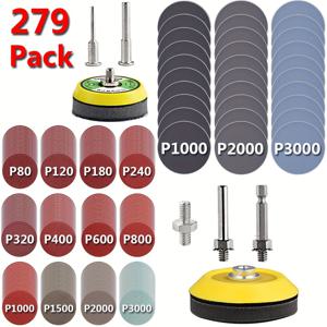 TEMU 270개 샌드페이퍼 세트, 2-3인치, 80-3000 그릿, 산화알루미늄, 드릴, 그라인더, 로터리 툴용 다용도 샌딩 디스크, 1/8