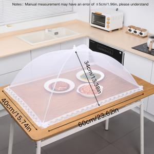TEMU 대형 팝업 화이트 메쉬 식품 커버 텐트 - 접이식 & 세탁 가능, 야외 피크닉, 바비큐 및 파티에 이상적, 곤충으로부터 보호, 아침 식사 스프레드에 완벽, 파티 식품 커버|투명 메쉬 디자인|휴대용 식품 쉼터, 피크닉 용품|텐트