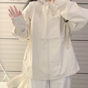 TEMU MIANZHI 여성용 경량 방풍 후드 재킷 - 보라색 긴팔 지퍼업 아웃도어 코트, 끈 조절 가능, 봄 & 가을 캐주얼 착용용 루즈핏