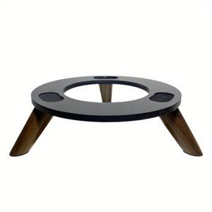 TEMU Harman Kardon Aura Studio용 견고한 솔리드 우드 베이스 - 미끄럼 방지, 충격 흡수 오디오 스탠드, 블랙 ABS 탑 & 목재 다리, 안정성을 위한 두꺼운 디자인