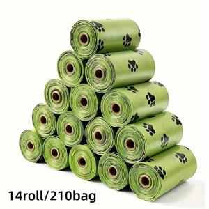 TEMU 540pcs / 210pcs 고품질 개 소변 가방 - 36 롤 / 14 롤, 두꺼운 누수 방지, 내구성이 뛰어난 귀여운 발 인쇄 디자인, 야외 사용에 편리하고 튼튼함