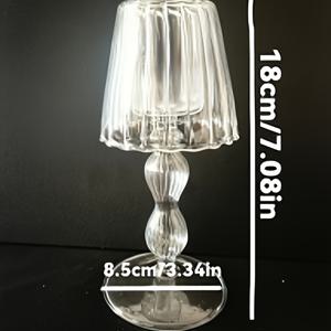 TEMU 우아한 유리 촛대 홀더 센터피스 - 18cm 높이, 홈 데코, 저녁 식사, 결혼식용 스칼로프 디자인, 테이블탑 촛대|그랜디우스한 장식|유리 촛대 홀더