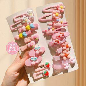 TEMU 20개 레몬 러브 귀여운 핑크 만화 헤어 클립 소녀용 - 사랑스러운 토끼, 딸기 & 하트 디자인과 컬러풀 장식 | 사계절용 청소년 헤어 액세서리, 계절별 헤어 스타일링 | 생동감 넘치는 머리 장식 | 가벼운 클립