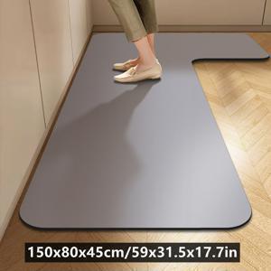 TEMU 대형 규조토 주방 L자형 흡수 바닥 매트, 단색 미끄럼 방지 발 매트, 욕실 매트, 문 매트|발매트