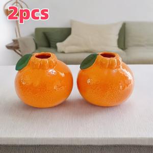 TEMU 2pcs 아트 데코 오렌지 바구니, 플라스틱 시트러스 과일 형태 수소용기, 거실 및 사무실 장식용, 둥근 테이블탑 바구니