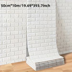 TEMU 10m 3D 벽돌 벽지 스티커, 자체 접착 폼 벽 타일, 방수 및 습기 방지, 집 리노베이션 벽 패널, 벗기고 붙이기, 쉽게 청소 및 절단, 거실, 주방, 침실, 기숙사, 사무실 장식에 적합