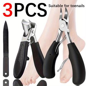 TEMU 3pcs 손톱 클리퍼 세트, 두꺼운 발가락 손톱, 코너 손톱 클리퍼, 임베디드 손톱, 곡선, 스플래시 방지, 손톱 파일링, 냄새 없음