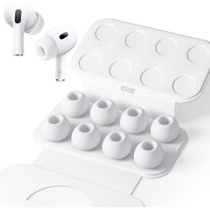 TEMU AirPods Pro/AirPods Pro 2용 소음 감소 구멍이 있는 실리콘 이어팁 4쌍 세트, 휴대 및 교체가 편리한 미끄럼 방지 부드러운 실리콘 교체 이어팁