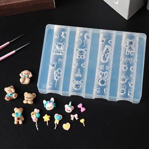 TEMU 3D 리듬 베어 디저트 실리콘 모양 - 부드러운 접착제 DIY 네일 장식 도구, 풍선, 스트리머, 발레 부채, 만화 베어 디자인, 파티 액세서리, 향수 없음, 네일 아트 용품 | 재미있는 디자인 | 부드러운 질감