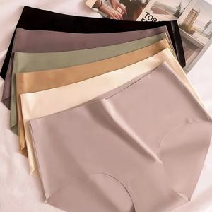 TEMU 6pcs 여성용 심리스 미드라이즈 속옷 - 통기성 편안함, 보이지 않는 디자인, 세탁기 사용 가능, 단색 (블랙, 베이지, 연한 베이지, 연회색, 진회색, 네이비 블루) - 우아한 컬렉션, 일상용 속옷, 스타일, 부드러운 질감 원단