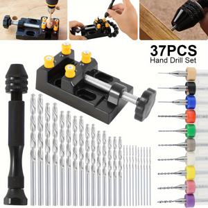 TEMU 37pcs 핸드 드릴 도구 세트, 쥬얼리 드릴, 레진 드릴, 미니 드릴, 쥬얼리 제작용 핸드 드릴, 핀 바이스 핸드 드릴, 레진용 핸드 드릴, 드릴 비트, 미니 드릴 세트