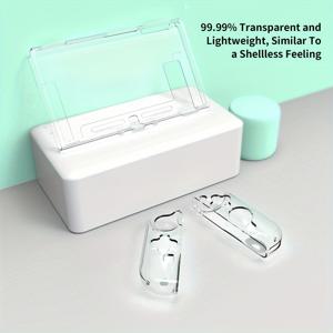 TEMU TPU All-In-One 소프트 3-In-1 분할 디자인 보호 케이스, 닌텐도 스위치용 충격 방지 도킹 가능 커버, 인간공학적 그립감, 투명한 패션 슬리브