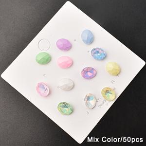 TEMU 50개 팩 오벌 모양 라인스톤 세트, 다색 마카롱 모카, 네일 아트, DIY 네일 장신구, 헤어 클립 및 휴대폰 케이스 장식 - 무향 크래프팅 장식용 보석