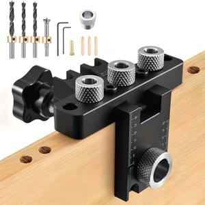 TEMU 자체 센터링 드릴 가이드가 있는 3-in-1 목공 다우링 지그 키트, DIY 프로젝트 및 전문 목공용 8/10/15mm 드릴 비트 및 액세서리 포함