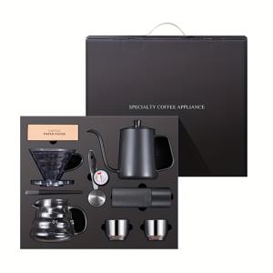 TEMU 10개 세트 핸드 브루 커피 메이커 선물 세트, 스테인리스 스틸 포어오버 드리퍼, 300ml & 600ml 카라페, 비앤 그라인더, 필터 페이퍼, 청소 브러시, 스푼, 온도계 포함 - 가정 및 레스토랑용 수동 커피 브루잉 키트