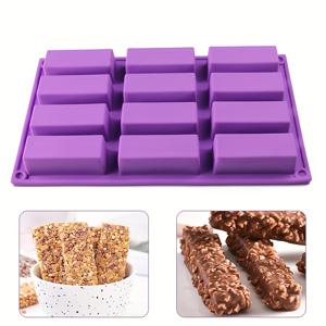 TEMU 1개 및 2개 초콜릿 바 몰드, 직사각형, 깊이 1.2인치, 12구, 그라놀라, 사탕, 버터, 쌀, 과일, 단백질, 브라우니, 옥수수빵, 치즈 케이크, 비누 몰드에 적합, 식품 등급, DIY