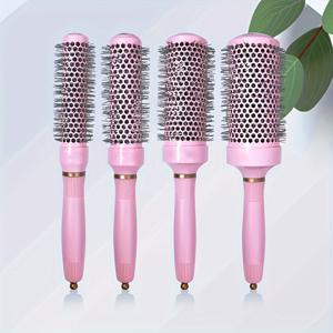 TEMU 4개 세트 전문 실린더 헤어 브러시 세트, 일반 머리용 라운드 헤드 풀어헤어지지 않는 빗, 물결 모양의 곱슬 머리용 내열성 질감 스타일링 도구, 향기 없음