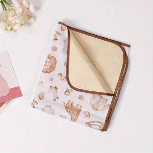 TEMU 1pc 세탁 가능한 폴리에스테르 방지 바닥 매트, 하이 체어 스플래시 보호대, 식탁 쿠션, 휴대용 실내 및 실외 아기 놀이 매트.