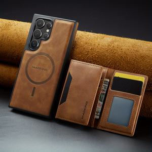 TEMU RFID 보호, 다중 카드 슬롯, 삼성 갤럭시 S25, S24, S23 울트라 플러스용으로 설계된, 무선 충전과 함께 제공되는, 충격 방지 기능을 갖춘, 제거 가능한 2-in-1 강력한 자석 지갑 케이스