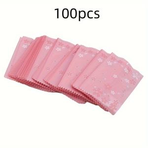 TEMU 100개 멀티 사이즈 사쿠라 핑크 체리 플라워 프로스트 자체 접착 셀로판 백, 자체 밀봉 비스킷 포장용 플라스틱 베이커 백, 스노우 크리스프 백, 기계 봉인 월병 백, 달걀 노른자 크리스프 누가트 쿠키 백, 포장 용품