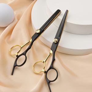 TEMU 1pc 전문 블랙 앤 골든 헤어드레싱 가위, 440C 일본 스테인레스 스틸, 오른손잡이, 텍스처링 컷, 얇게하고 스타일링에 적합, 남녀 모두 사용 가능, 향이 없음