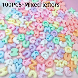 TEMU 100개 미니 다색 레진 알파벳 참 - DIY 폰 케이스, 보석 만들기 & 공예용 파스텔 ABCD 글자 - 광택 마감, 다양한 색상 (핑크, 블루, 그린, 옐로우, 오렌지, 레드, 화이트)