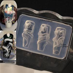 TEMU 1개 3D 실리콘 뱀 네일 아트 장식 네일 아트 수지 실리콘 몰드 DIY 도구 수지 상자 실리콘 몰드