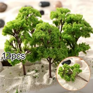 TEMU DIY 테라리움, 요정 정원 및 모형 풍경을 위한 12개 미니어처 녹색 플라스틱 나무 - 높이 4cm, 현실적인 이끼 덮힌 디자인, 홈 데코와 창의적 프로젝트에 완벽한, 요정 정원 액세서리 | 상세한 이끼 질감 | 쉬운 설치 장식