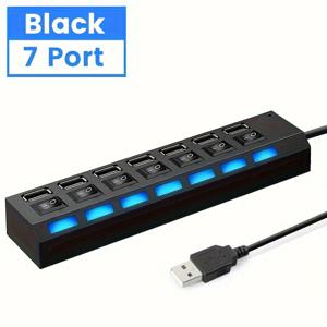 TEMU 4포트 USB 3.0 허브, 독립 스위치 - 세련된 블랙 & 화이트 디자인, 랩탑, 키보드, 마우스 및 메모리 카드, 마우스 패드, 키보드 익스텐더, 마우스 패드에 대한 고속 데이터 전송