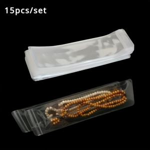 TEMU 15pcs 투명 PVC 보석 보관 가방, 먼지 방지 및 습기 방지, 반지, 귀걸이, 목걸이, 공예품 - 액세서리 장식 및 디스플레이 박스, 보석 만들기 디스플레이 및 포장 용품, 비즈 및 보석 만들기, 보석 탑, 테이블 탑, 플라스틱 재질, 직사각형 모양, 다목적 사용, 보석 정리함, 보석 탑
