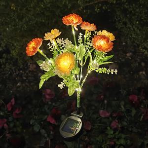 TEMU 7개 헤드 태양광 LED 꽃등, 야외 방수 IPX4 정원 스테이크, 잔디 및 통로용 따뜻한 빛, 활기찬 레드 & 핑크 인공 로터스 디자인, 방수 IPX4, 600mAh 태양 전지판, 야외 장식 | 계절별 야외 조명 | 에너지 효율적인 조명, 태양열 야외 조명