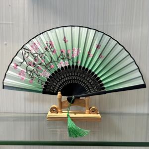 TEMU 1개 우아한 대나무 접이식 부채 - 전통 중국 스타일, 벚꽃과 자연 감성 디자인, 가벼운 나무 프레임, 학생 및 여성 선물용, 고풍스러운 대나무 장식품