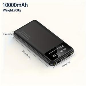 TEMU 대용량 10000/20000mAh 휴대폰 충전기, /iPhone 호환 USB 포터블 파워뱅크 (2xUSB 출력, Type-C, ), LED 디지털 배터리 표시, 안전하고 안정적인 폴리머 리튬 배터리|보조배터리|C타입충전기|보조배터리20000