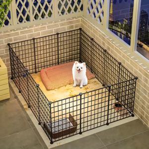 TEMU DIY-조립 금속 개 주택, 13.79x17.73in, 편안한 오렌지 침구가 있는 블랙 그리드 철제 울타리 - 소형 애완동물, 애완동물 주택|장식 주택|내구성 있는 개 집, 개 침대에 적합합니다.