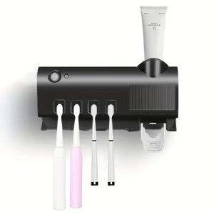 TEMU 스타일리시 스마트 칫솔 홀더와 UV 치아 클리너 포함, 자동 치약 디스펜서, USB 충전 기능, 홈 및 오피스 욕실용, 다기능 칫솔 케이스 스퀴저, 크리스마스, 할로윈, 발렌타인데이 등 휴일에 이상적인 선물, 6가지 필수품