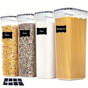 TEMU 4/8pcs 파스타 보관용기, (2/4 병 + 2/4 뚜껑) 공기 통과한 주방용 파스타 용기 보관 - 파스타 및 면류를 위한 훌륭한 주방 식품 보관 및 보관