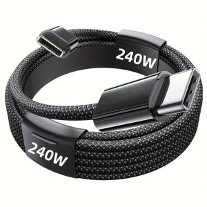 TEMU 240W USB-C에서 USB-C로 빠른 충전 케이블 3.3ft 6.6ft 10ft, 초강력 나일론 브레이드, 고속 데이터 PD3.1 빠른 충전, iPhone 16/15 Pro Max, Galaxy S25/S24 Ultra, Steam Deck, MacBook Pro 2024, iPad Pro, Dell XPS용