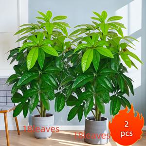 TEMU 2pcs Has 36 Leaves, 대형 하이엔드 노르딕 스타일 조합 세트 시뮬레이션 녹색 식물 행운 나무, 휴일 장식 약혼, 결혼식, 집들이, 데이, 생일 바닥 조경 홈 장식, 홈 라이브 룸 장식, 침실, 발코니, 연구실, 레스토랑, 뒷마당, 실내 및 실외 조경 장식에 적합