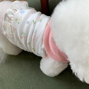 TEMU 귀여운 토끼 꽃무늬 선원 칼라 애완동물 옷, 부드럽고 편안한 꽃 자수 커플 슈트 조끼 드레스, 강아지 착용에 적합한 강아지 의류