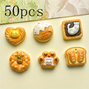 TEMU 50개 귀여운 레진 푸드 플레이 쿠키 시리즈 액세서리 - 곰, 고양이 등 다양한 스타일로 DIY 보석 만들기, 팔찌, 목걸이, 공예용으로 사용할 수 있는 귀여운 액세서리 - S006