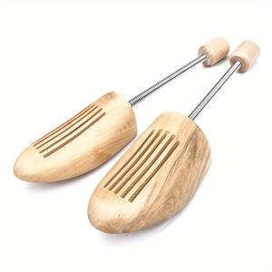 TEMU 2pcs 자연적인 사향 신발 나무, 여행용 - 조절 가능한 스프링, 냄새 제어 및 습기 흡수 목재 신발 형성기, 남성용 드레스 신발, 부츠, 여성용 힐 | 주름 방지 및 향기적 보관 솔루션