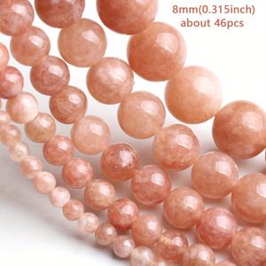 TEMU JILKOL 천연 선스톤 스톤 비즈 4-12mm 라운드 스페이서 비즈 오렌지-레드 액상 포함 - DIY 주얼리 만들기, 팔찌 및 펜던트용 15인치 줄, 보석 제작용 스페이서 비즈, 귀걸이 부품, 광택 있는 보석, 매듭 재료, 창의적인 장인